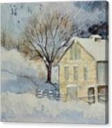 Rockville Farm In Snowstorm Canvas Print