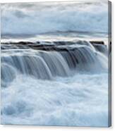 Rocky Seashore With Wavy Ocean And Waves Crashing On The Rocks Canvas Print