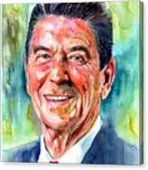 Ronald Reagan Watercolor Canvas Print