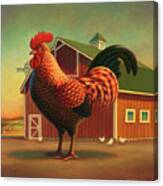 Rooster And The Barn Canvas Print