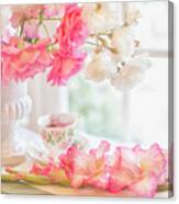 Roses And Gladiolus In Morning Light Canvas Print