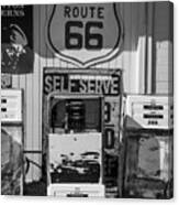 Route 66 Sign And Gas Station Pump Canvas Print