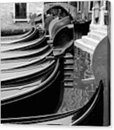 Row Of Gondola Bows In Venice Canvas Print