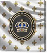 Royal Crown Of France Over Royal Standard Canvas Print