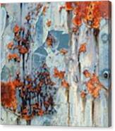 Rusted World - Orange And Blue - Abstract Canvas Print