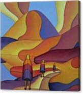 Sacred Mountain And 3 Figures In Ritual Clothing Canvas Print