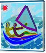 Sail Boat Couple Graphic Ditigal Abstract Painting Canvas Print