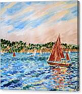 Sailboat On The Bay Canvas Print