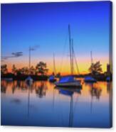 Sailboats In A Blue Sunset Canvas Print