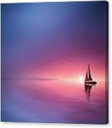 Sailing Across The Lake Toward The Sunset Canvas Print