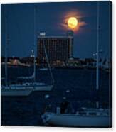 Sailing In Front Of The Moon Boston Harbor Full Moon 2 Canvas Print
