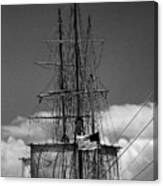 Sails And Mast Riggings On A Tall Ship In Black And White Canvas Print