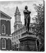 Samuel Adams Statue Fanueil Hall Boston Ma Black And White Canvas Print