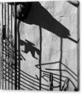 San Xavier Gate Shadow With Cactus 2 Bw Canvas Print