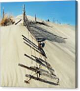 Sand Dune Fences And Shadows Canvas Print
