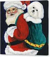 Santa Claus With Bichon Frise Canvas Print