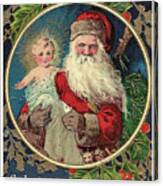 Santa Claus With New Born Jesus Canvas Print