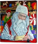 Santa's Making A List-christmas Holiday Painting Canvas Print