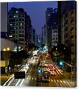 Sao Paulo, Brazil - Avenida Sao Joao At Dusk Canvas Print