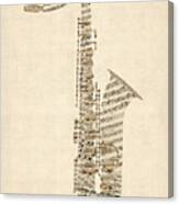 Saxophone Old Sheet Music Canvas Print