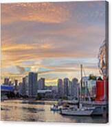 Science World And Bc Place Stadium At Sunset. Vancouver, Bc Canvas Print