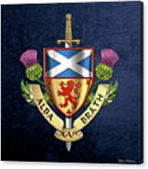 Scotland Forever - Alba Gu Brath - Symbols Of Scotland Over Blue Velvet Canvas Print