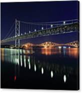 Scottish Steel In Silver And Gold Lights Across The Firth Of Forth At Night Canvas Print
