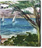 Sea Shore Elongated Painting Canvas Print