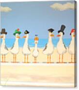 Seagulls With Hats Canvas Print