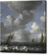 Seascape And Fishing Boats Canvas Print
