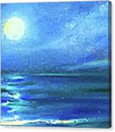 Seascape With A Moon Canvas Print