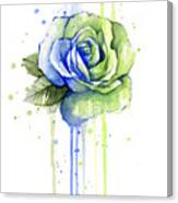Seattle 12th Man Seahawks Watercolor Rose Canvas Print