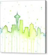 Seattle Skyline Watercolor Canvas Print