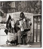 Sepia Male Playing Accordion Paris Canvas Print