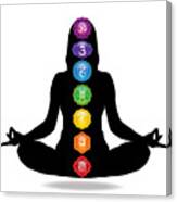 Seven Chakra Illustration With Woman Silhouette Canvas Print
