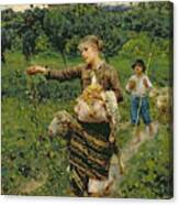 Shepherdess Carrying A Bunch Of Grapes Canvas Print