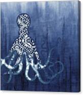 Shibori Blue 2 - Patterned Octopus Over Indigo Ombre Wash Canvas Print