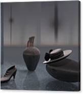 Shoe And Hat In Gray Canvas Print