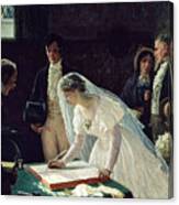 Signing The Register Canvas Print