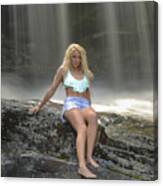 Siiting Front Of Waterfall Canvas Print