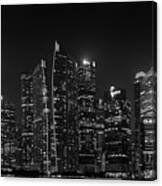 Singapore Skyline Panorama Black And White Canvas Print
