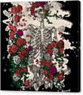 Skeleton And Roses - Bleached Look Canvas Print