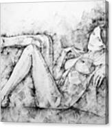 Sketchbook Page 46 Drawing Woman Classical Sitting Pose Canvas Print