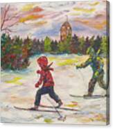 Skiing In The Park Canvas Print