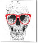 Skull With Red Glasses Canvas Print