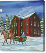 Sleigh Ride With A Full Moon Canvas Print