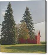 0045 - Small Red Barn Beneath The Pines Canvas Print