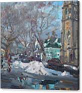 Snow Day At 7th St By Potters House Church Canvas Print