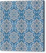 Snow Flower Floral Pattern In Blue And Gray Canvas Print