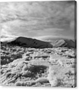 Snowed Summit Of The Mountains Black And White Canvas Print